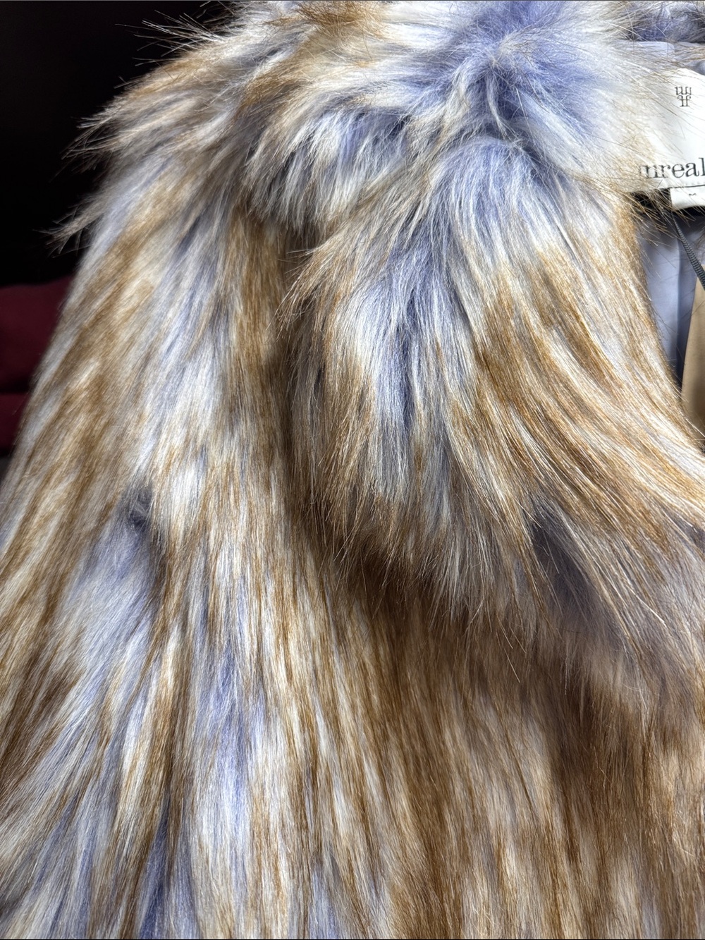 Unreal Fur Taupe and Lavender Faux Fur Cropped Coat - Picture 3 of 5
